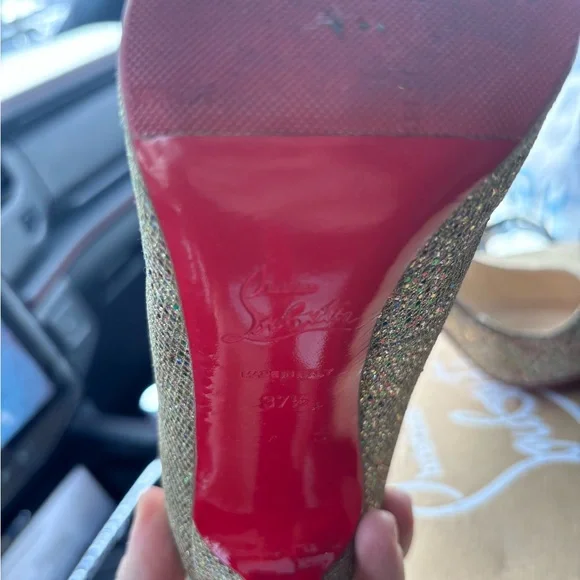 Christian Louboutin Gold Multicolor Heels - Picture 6 of 6